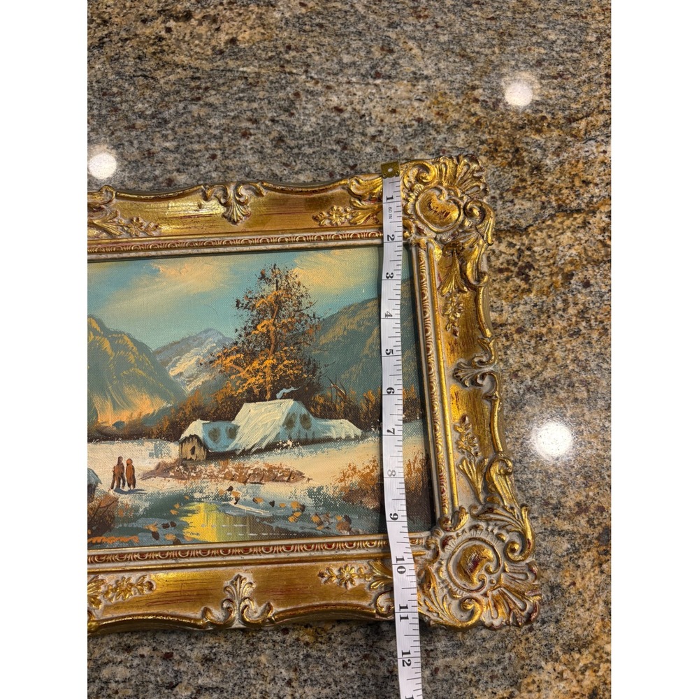 Simans Vintage Winter Mountain Landscape Oil Painting Ornate Gold Frame Holland - Picture 4 of 12